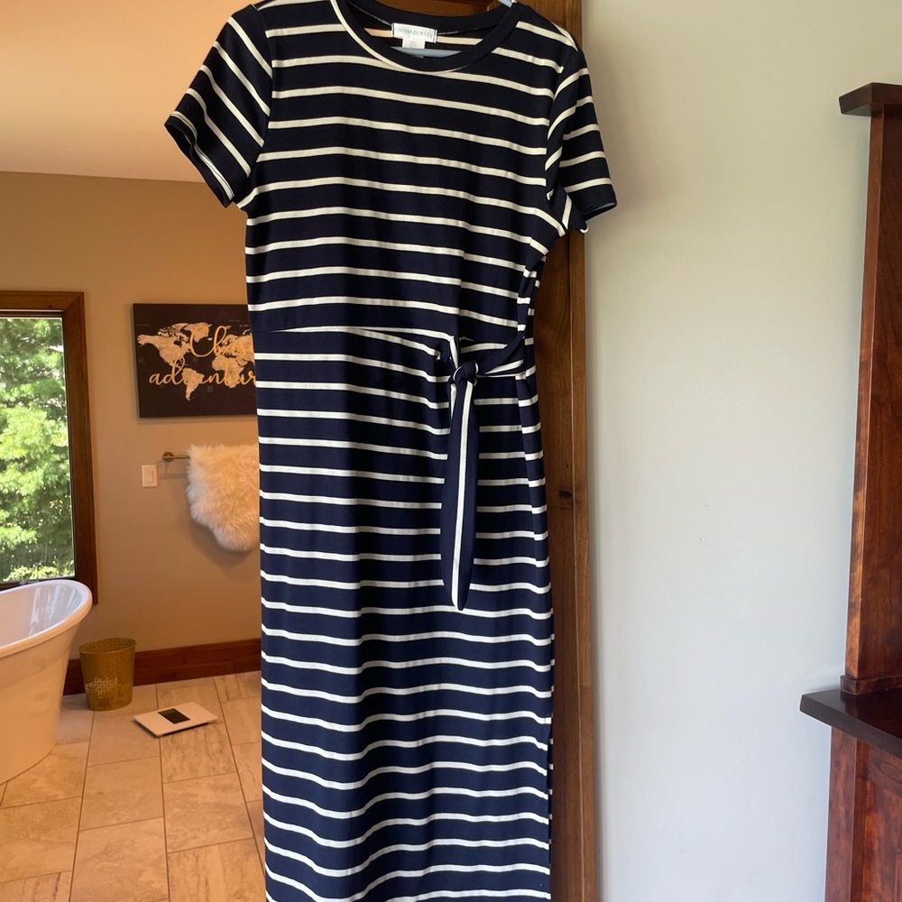 Cynthia Rowley Navy and White Midi Dress